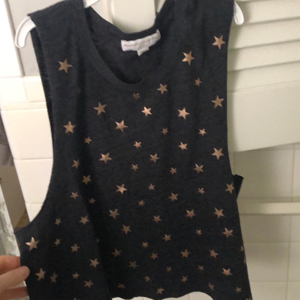 Spiritual Gangster cropped rose gold star tank. MD